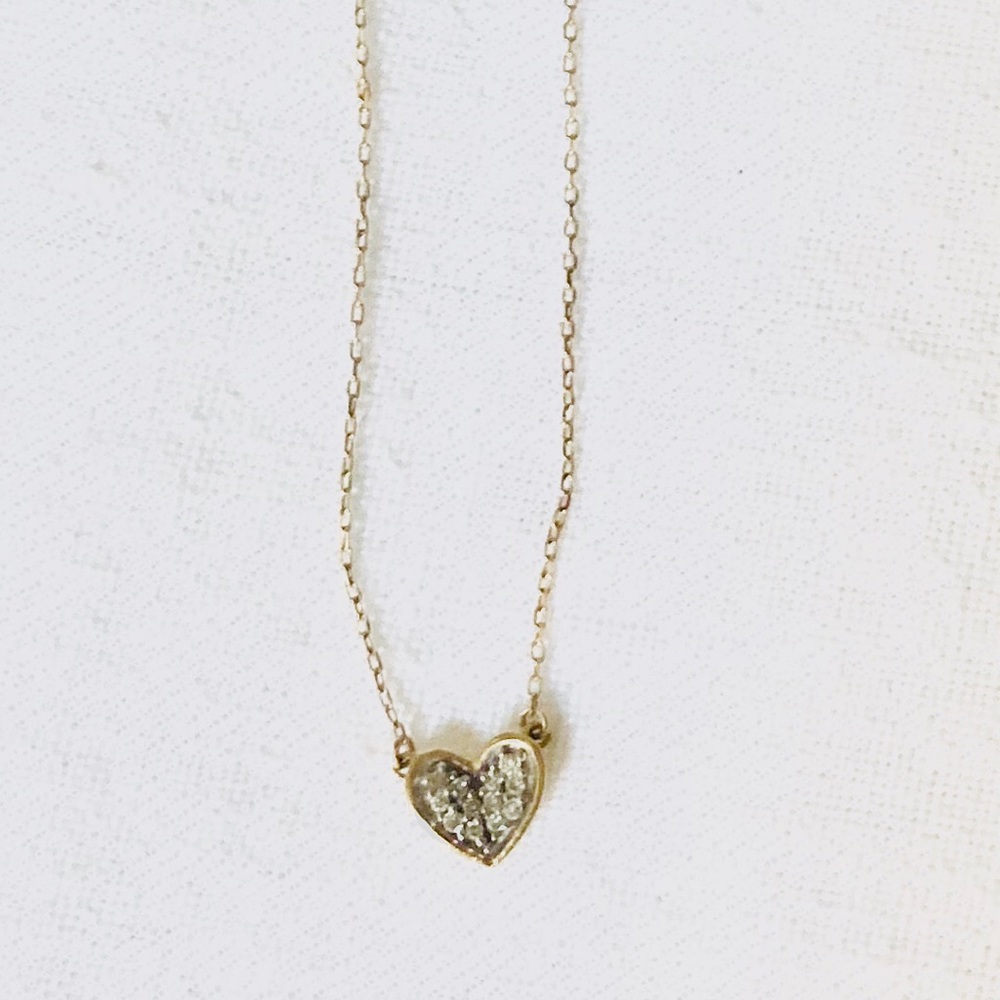 Adina Reyter 
Tiny Pavé Folded Heart Necklac